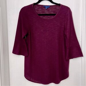 APT. 9 Women's 3/4 Length Bell Sleeves, Round Neck, Pullover Top, Purple, Size S